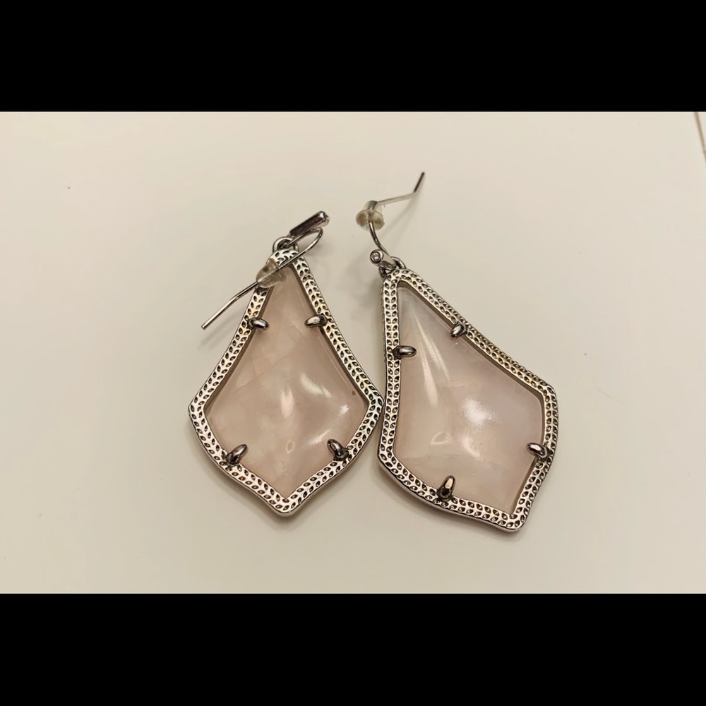 Alex silver drop earrings in pink quartz